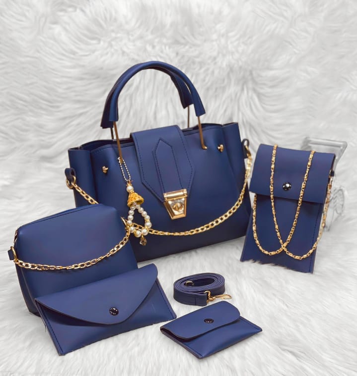 Multi-Functional 5-Piece Women’s Leather Handbag Set