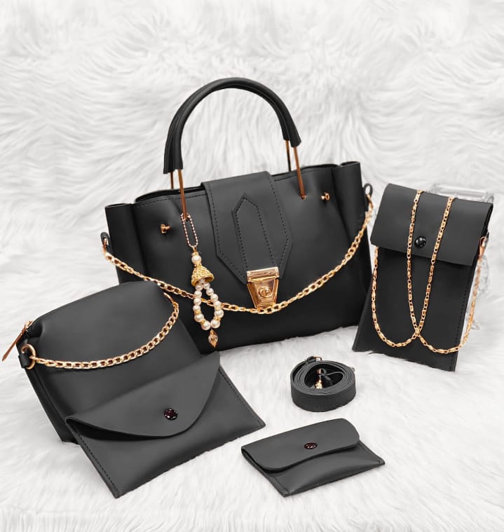 Multi-Functional 5-Piece Women’s Leather Handbag Set